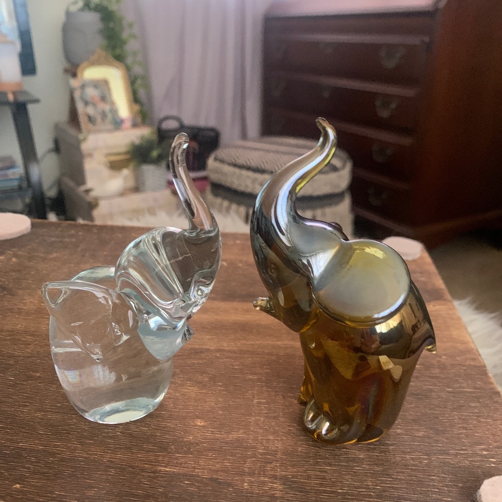 Hand blown glass elephants